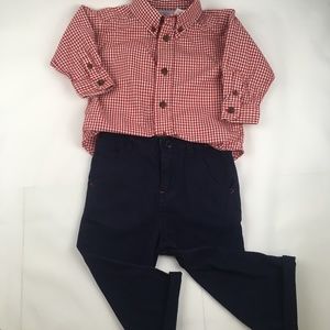 Boys 18 Month Outfit Dress Shirt and Navy Pants